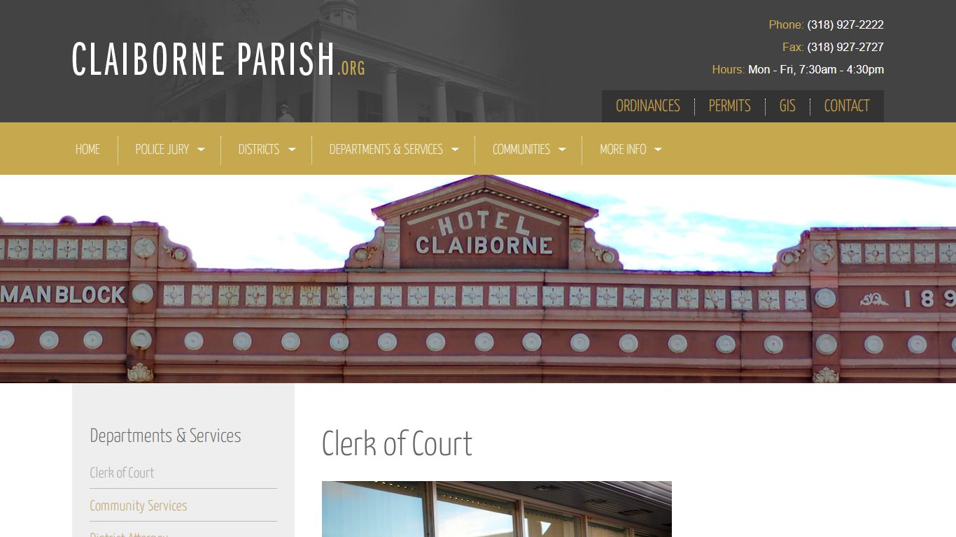 Clerk of Court - Claiborne Parish, Louisiana